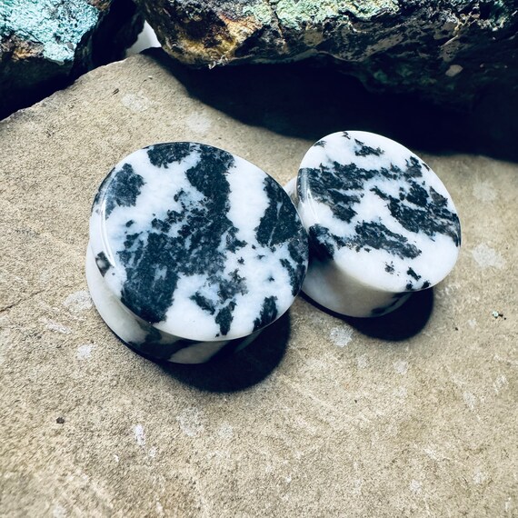 OOAK 1/2” (13mm) Zebra Jasper Double Flared Stone… - image 3