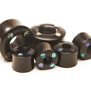 Ebony Wood Eyelets with Inlayed Abalone Dots - 5/8&quot;, 11/16&quot;, 7/8&quot;,  1&quot; - LIMITED STOCK AVAILABLE