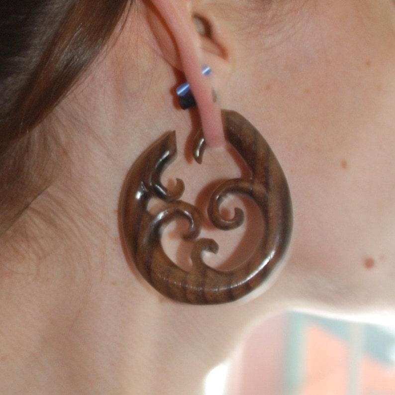6mm, 0ga 8mm 9.5mm Wooden Wave Hoops 2ga 00ga