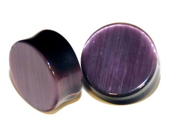 Purple Cats Eye Plugs | Ear Plug | Gauges | Ear Plugs | Ear Gauges | Plug Earring | Gauge Earrings | Purple | Stone Plugs | Pretty Ear Plugs