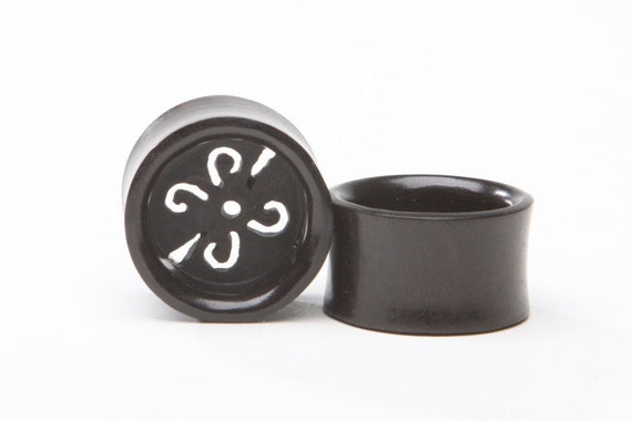 Ebony Wood plugs with cut out design