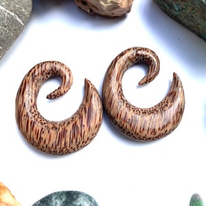 Coconut Wood Thick Hoops 2g (6mm), 0g (8mm), 00g (9.5mm), 9/16&quot; (14mm)