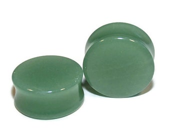 Green Aventurine Plugs - 8g, 6g, 4g, 2g, 0g, 00g, 7/16", 1/2", 9/16", 5/8", 3/4", 7/8, 1"