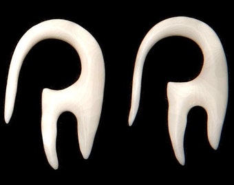 Bone "Squid" Earrings  8g (3mm), 6g (4mm), 2ga (6mm), 0ga (8mm)