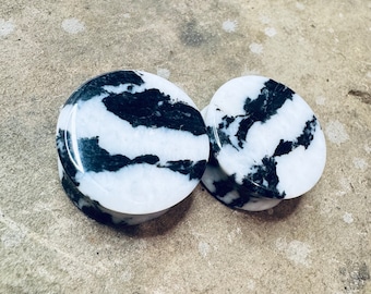 OOAK 1” 25mm Zebra Jasper Double Flared Stone Tunnels - One of a Kind Gauges