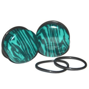 Stone Plugs | Malachite Single Flare Plugs | Green Plugs | Plug Earrings  8g, 6g, 4g, 2g, 0g, 00g, 7/16&quot;, 1/2&quot;, 9/16&quot;, 5/8&quot;, 3/4&quot;, 7/8, 1&quot;