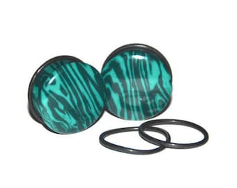 Stone Plugs | Malachite Single Flare Plugs | Green Plugs | Plug Earrings  8g, 6g, 4g, 2g, 0g, 00g, 7/16", 1/2", 9/16", 5/8", 3/4", 7/8, 1"