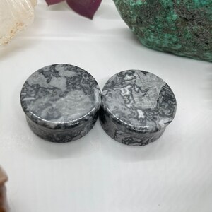 OOAK 1&quot; (25mm) - Wave Jasper Double Flared Stone Plugs - One of a Kind Gauges