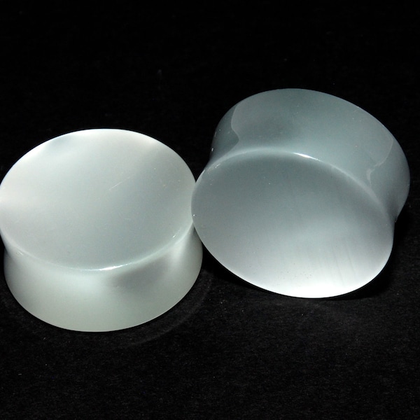 White Cats Eye Plugs | Double Flared Plugs | Wedding Plugs | White Plugs |  8g, 6g, 4g, 2g, 0g, 00g, 7/16", 1/2", 9/16", 5/8", 3/4", 7/8, 1"