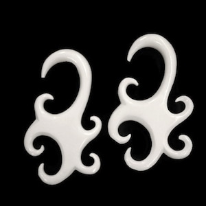 Carved Bone Earrings for Stretched Lobes 10g, 8g, 6g, 4g