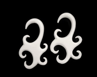 Carved Bone Earrings for Stretched Lobes 10g, 8g, 6g, 4g