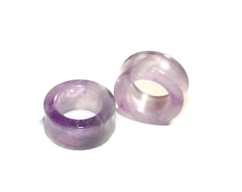 Amethyst Tunnels - 0g, 00g, 7/16", 1/2", 9/16", 5/8", 3/4", 7/8", 1"