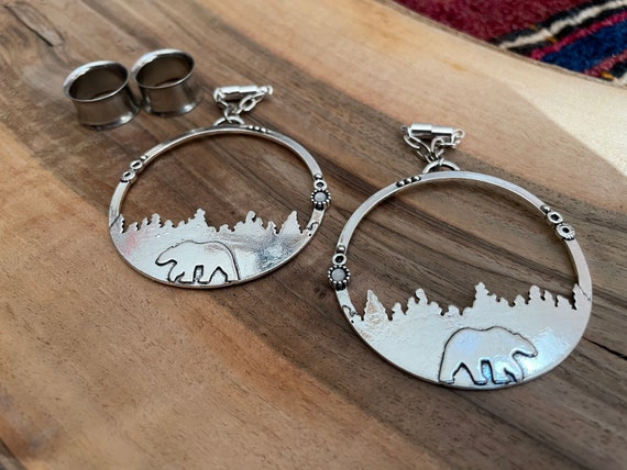 Silberner Bar Magnetische Verschluss Gauged Ohr Aufhanger Etsy