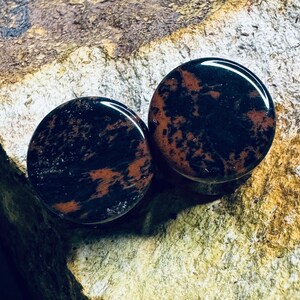 OOAK 1/2” (13mm) - Double Flared Mahogany Stone Plugs - One of a Kind Gauges