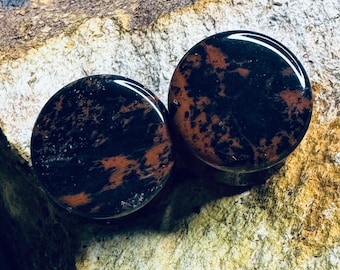 OOAK 1/2” (13mm) - Double Flared Mahogany Stone Plugs - One of a Kind Gauges