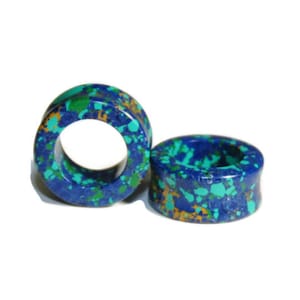 Túneles de piedra azul y verde - 2g, 0g, 00g, 7/16", 1/2", 9/16", 5/8", 3/4", 7/8, 1"