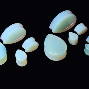 Opalite Teardrop Plugs Tear Drops Stone Plugs Wedding Plugs White Stone Plugs Plugs 2g, 0g, 00g, 7/16, 1/2, 11/16, 1, 1-1/8 image 2