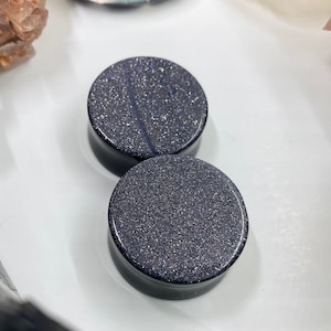 OOAK 1&quot; (25mm) - Double Flare Blue Gold Stone Plugs - One of a kind