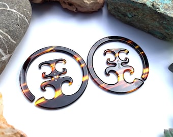 Tortoise Damascus Hoops- 2 earrings for the price of 1