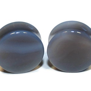 Grey Agate Plugs Double Flared Plugs Stone Plugs Stone Gauges Ear Gauges 8g, 6g, 4g, 2g, 0g, 00g, 7/16, 1/2, 9/16, 5/8, 3/4, 7/8, 1 image 1