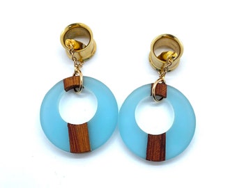 Wood and Resin Magnetic Clasp Gauged Earrings 2g, 0g, 00g, 7/16", 1/2", 9/16", 5/8", 3/4", 7/8", 1"
