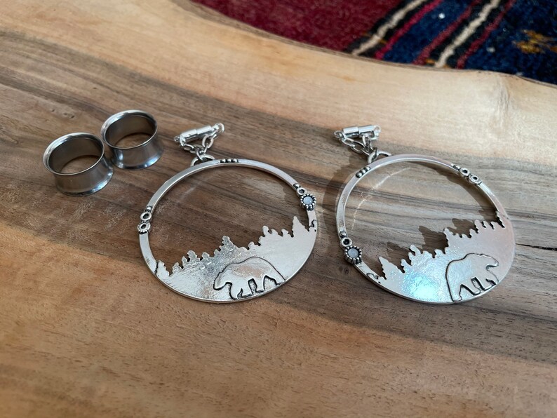 Silberner Bar Magnetische Verschluss Gauged Ohr Aufhanger Etsy