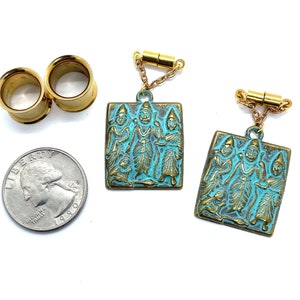 Patina Apsara Magnetic Clasp Gauged Earrings 2g, 0g, 00g, 7/16&quot;, 1/2&quot;, 9/16&quot;, 5/8&quot;, 3/4&quot;, 7/8&quot;, 1&quot;