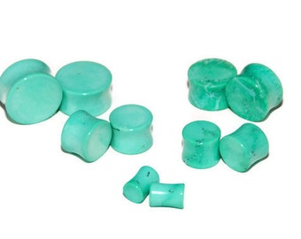 Stone Plugs | Mint Green Stone Plugs | Double Flared Plugs | Cute Plugs | Plugs Gauges 8g, 6g, 4g, 2g, 0g, 00g, 1/2, 9/16, 5/8, 3/4, 7/8, 1