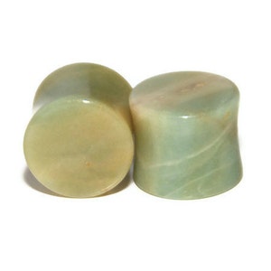 Pair of Beautiful Amazonite Stone Double Flared Plugs DifferentGauge Sizes Available 8g 6g 4g 2g 0g 00g 7/16 1/2 9/16 5/8 3/4 7/8 1 image 3