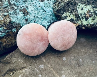 OOAK 7/8” (22mm) Single Flare Pink Chinese Jasper Stone - One of a kind listing