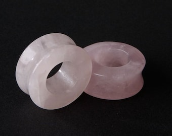 Beautiful Rose Quartz Tunnel Gauges Available in  2g, 0g, 00g, 7/16, 1/2, 9/16, 5/8, 3/4, 7/8 1