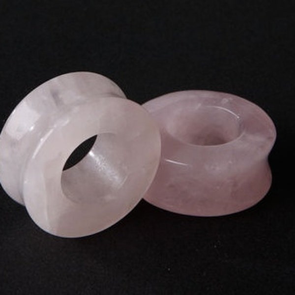 Beautiful Rose Quartz Tunnel Gauges Available in  2g, 0g, 00g, 7/16, 1/2, 9/16, 5/8, 3/4, 7/8 1