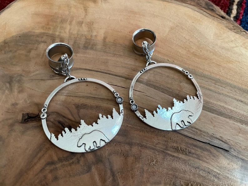 Silberner Bar Magnetische Verschluss Gauged Ohr Aufhanger Etsy