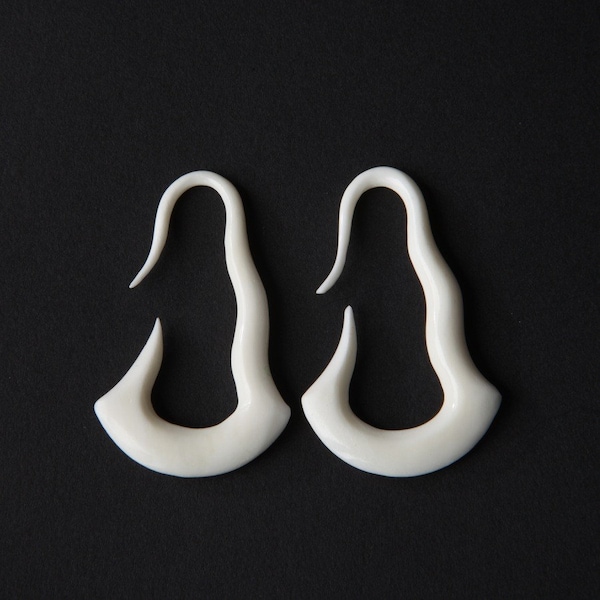 10ga (2.5mm), 8ga (3mm) Carved Bone Gauged Earrings