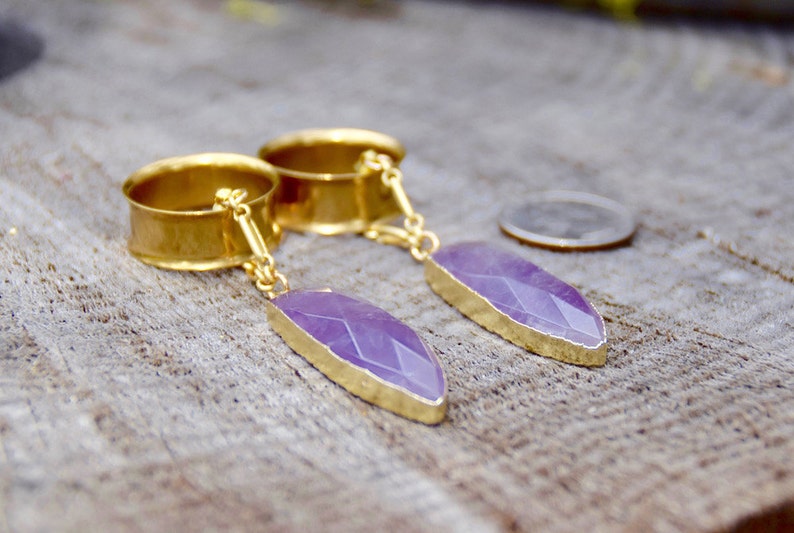 12 00g 14mm 22mm Faceted Amethyst Dangly Gauges 0g 716 58 916 25mm 10mm 6mm 16mm 13mm 78 11mm 1 19mm 34