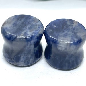 OOAK 9/16&quot; (14mm) Sodalite Double Flared Stone Plugs - One of a kind