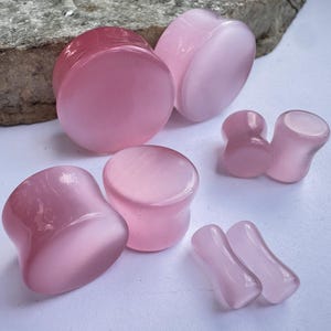 Light Pink Cats Eye Plugs - 6g, 4g, 2g, 0g, 00g, 7/16&quot;, 1/2&quot;, 9/16&quot;, 5/8&quot;, 3/4&quot;, 7/8, 1&quot;