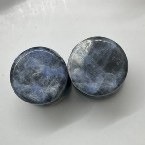 OOAK 9/16&quot; (14mm) - Double Flared Sodalite Stone Plugs - One of a Kind Gauges