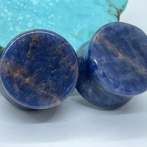 OOAK 5/8&quot; 16 mm - Tappi in pietra sodalite a doppia svasatura - Calibri unici nel loro genere
