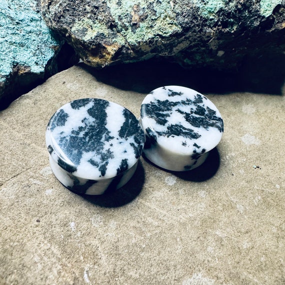 OOAK 1/2” (13mm) Zebra Jasper Double Flared Stone… - image 4