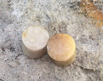 OOAK Brown Jadeite Stone Plugs: Double Flared (13mm)