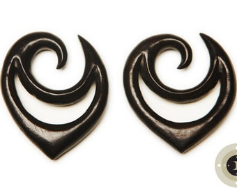 Boucles d'oreilles calibrées en bois d'ébène - Édition limitée Grandes tailles de 6 g à 3/4"