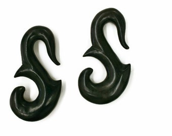 Ebony Wood Swan Gauged Earrings - 8g, 6g, 4g, 2g, 0g, 00g