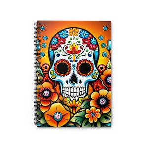 Dia De Los Muertos Sugar Skull Spiral Notebook - Ruled Line
