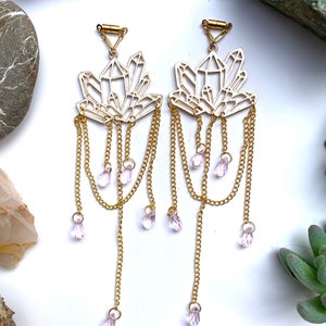 Brass Crystal Magnetic Clasp Gauged Earrings 2g, 0g, 00g, 7/16&quot;, 1/2&quot;, 9/16&quot;, 5/8&quot;, 3/4&quot;, 7/8&quot;, 1&quot;