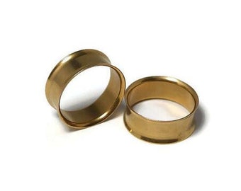 Gold Plated Brass Tunnels 2g, 0g, 00g, 7/16", 1/2", 9/16", 5/8", 3/4", 7/8", 1"