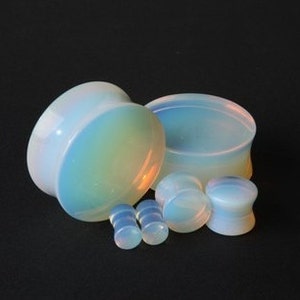 Double Flared Opalite Plugs | Wedding Plugs | White Plugs | Wedding Gauges  8g, 6g, 4g, 2g, 0g, 00g, 7/16", 1/2", 9/16", 5/8", 3/4", 7/8, 1"