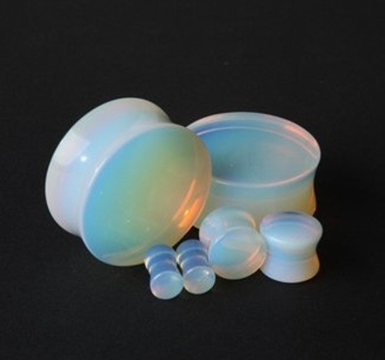 Double Flared Opalite Plugs Wedding Plugs White Plugs Etsy