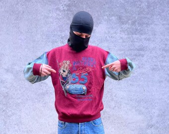Sudadera vintage Iceberg "Rebelde sin causa" con diseño bordado de algodón para hombre, tallas M-L