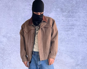 Chaqueta Schaeffer vintage de lana marrón para hombre, talla M-L